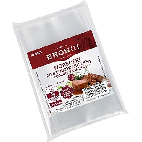 Browin Spólka Cooking Bags for Press Ham MakerCooker Capacity Transparent,für 1.5kg Fleisch, (Pack of 20) Cover