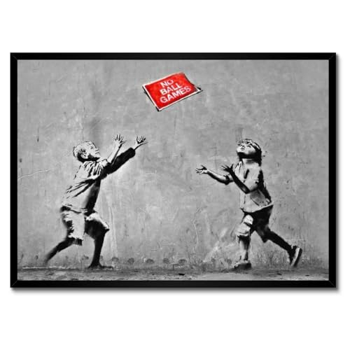 Poster Banksy de haute qualite sous cadre blanc deco murale 70x50 cm