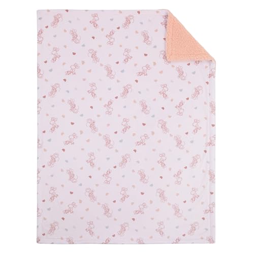 Image of Disney Minnie Mouse White, Light Blue, and Peach Super Soft Sherpa Baby Blanket with Daisy Duck