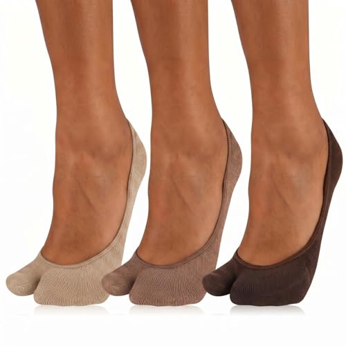 Image of F Flammi No Show Socks Women Tabi Socks Non Slip Flip Flop Socks Low Cut for Sneaker Lofer Boat Shoes
