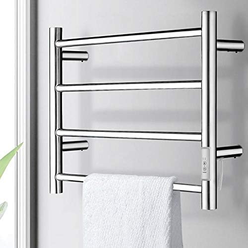 BAKAJI Toallero eléctrico de 40 W para baño, toallero de pared, toallero con 4 elementos calefactores de metal al carbono, función temporizador de 2/4 ...