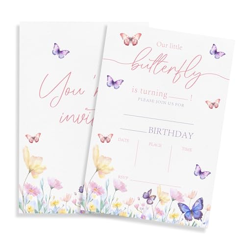 Butterfly Birthday Invitations - Watercolor Little Butterfly - 20...