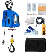 Bigorenda 3-in-1 Electric Hoist Winch with Wire Wireless Remote Control,1100lb Portable Electric ...