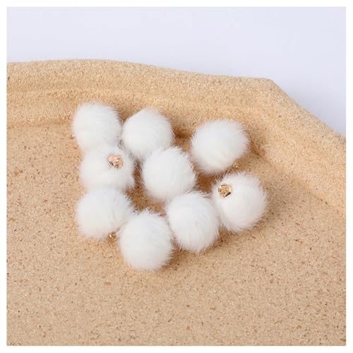GreatRise 1.5 cm Kunstfell Pompon Mini Fellbommel Pom Poms Bälle zum Basteln Flauschige Pompons Kleine Pompons Bommel Anhänger für DIY Handwerk Schmuckherstellung Schlüsselanhänger Weiß 20 Stück