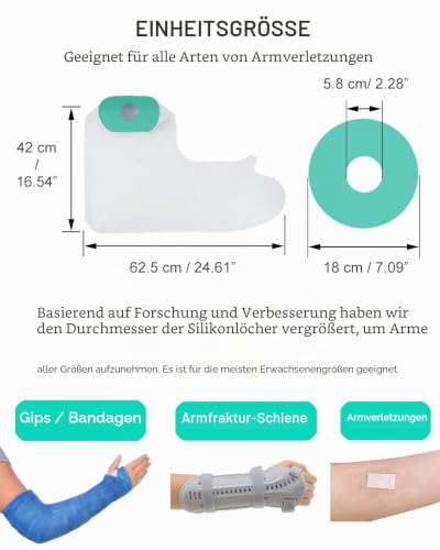 EuyiHlybt Duschschutz Arm für Erwachsene, Gipsschutz Wasserdicht Arm für Dusche, Wiederverwendbare Gipsabdeckung, Weicher Bequemer Gips-Schutz für Gipsbinden, Kompressen