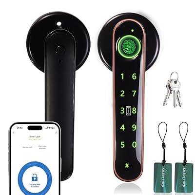 5-in-1 Unlock - Fingerprint, Bluetooth, Code, IC Card, Key Fingerprint Door Lock, Smart Door knob,Biometric Door Lock for Bedroom Home Hotel Office Apartment