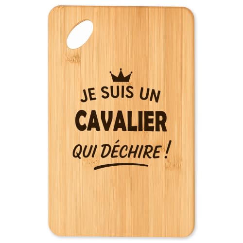 Planche à découper résistante Cavalier, plateau en bambou sain pour cuisine et grillades