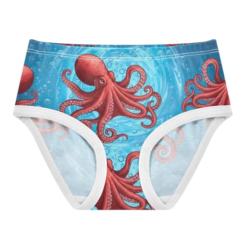 Cotton Girls Underwear Toddler Red Octopus Bubbles Blue Sea Panties Little Girl Stylish Briefs Kids Undies 2t