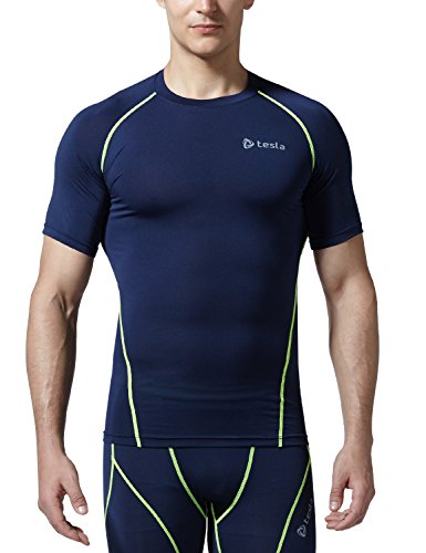 Tesla Men's Cool Dry Compression Baselayer Short Sleeve T Shirts R13