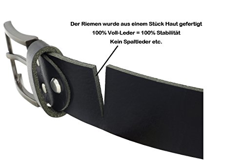 Fa.Volmer ® Riem heren lederen riem van buffelleer voor mannen jeans pak echt leer zwart 38 mm breed in te korten #10125 - Image 6