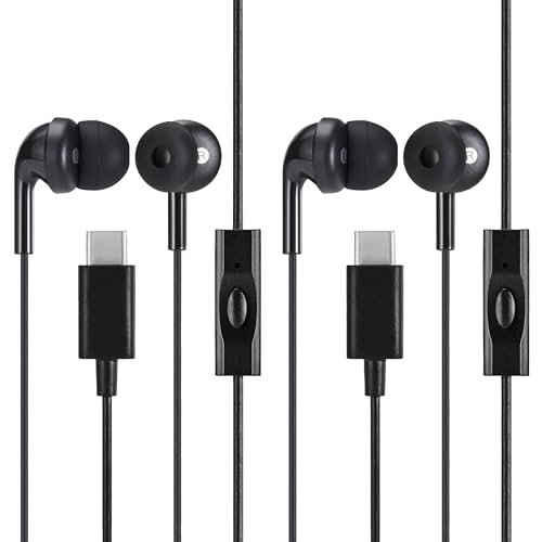 Image of Amazon Basics Wired Earbuds with Microphone, in Ear Headphones, USB-C, 2 Pack