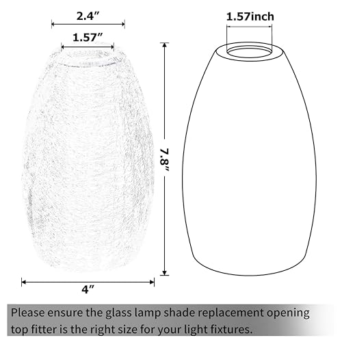 Image of GO&SO Glass Pendant Light Shades Set of 2,7.8 inch H x 4 inch D,Clear Crackle,Oval | 1.57 inch Fitter E26 Base,Chandelier Shades for Kitchen Island,Hanging Light Shades,Hand-Blown Art Fixtures