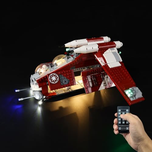 Kyglaring Kit de iluminación LED - Compatible con el Juego de Bloques de construcción Lego-75354 Star Wars The Clone Wars Coruscant Guard Gunship - Sin Juego de Ladrillos(Versión remota)