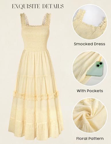 Image of Scarlet Darkness Floral Dress for Women 2026 Flowy Sundress Smocked Cottagecore Dresses