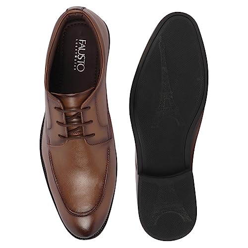 Image of FAUSTO Men's Formal Office Comfort Lace-Up Derby Shoes