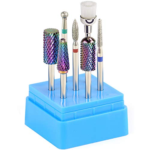Diamond Nail Drill Bits Set - Ejiubas 7PCS Carbide Drill Bits Tungsten Acrylic