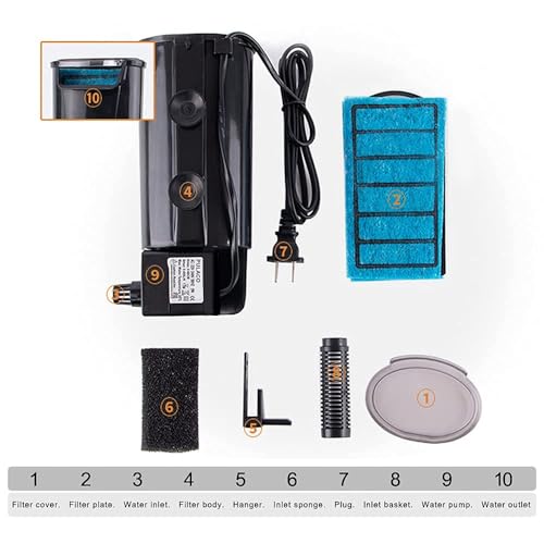 Image of Aquarium Internal Filter 5W 132GPH Low Waterfall Filter for Small Turtle Tank Shrimp Amphibian Frog Crab Freshwater Saltwater 5-40 Gallon with 2 Sponges