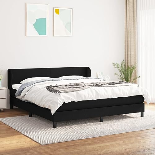 Festnight Boxspringbett 180 x 200 cm mit Matratze Schlafzimmerbett Bett-Kopfteil Höhenverstellbar Polsterbett Bettgestell Doppelbett Bett Bettrahmen Jugendbett Betten mit Matratze Schwarz Stoff