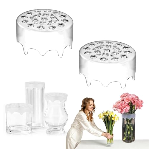 Silicone Blossom Grid Flower Arranger 2026 New Flexible Floral Stem Holder for Vases Waterproof Reusable Flower Grid for DIY Wedding Home Decor Arrangements (2Pcs Clear)