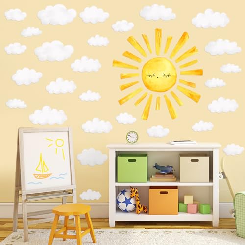 Vinilos decorativos sol y nubes estilo boho en acuarela miniatura 4