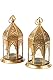 Orientalische Laternen 2er Set Laterne Basem Klar | 2X Orientalisches Windlicht aus Metall & Glas in Klar | Marokkanische Glaslaterne für Ramadan als Gartenlaterne