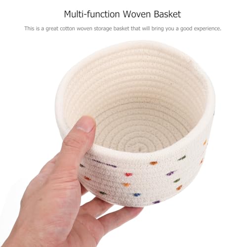 Cesta de almacenamiento pequeña de cuerda de algodón beige para muebles 4
