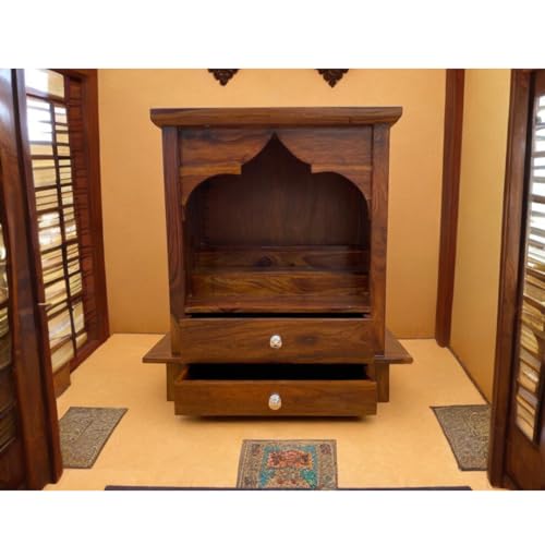 Image of Wudniture Sheesham Wood Handcraft Temple for Home & Office | Wooden Temple - Walnut Brown