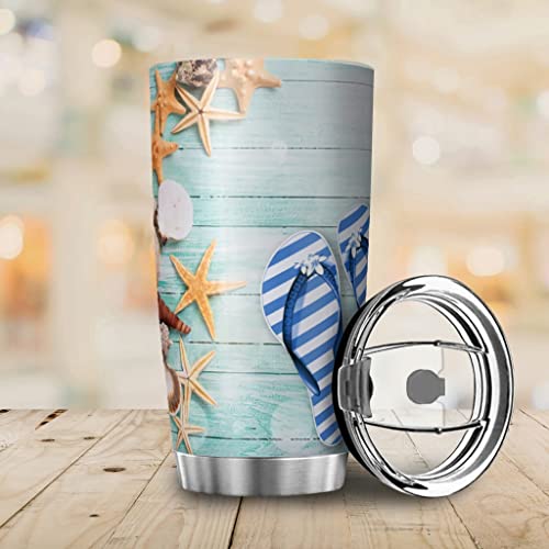 Taza térmica de acero inoxidable con diseño de estrella de mar de 20 onzas, de doble pared, aislada al vacío, taza de… - Imagen 5
