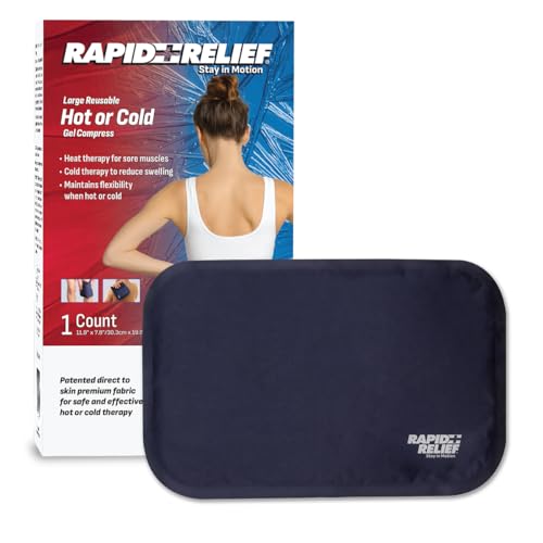 Rapid Relief Ice Pack Large 8 x 12 Hot or Cold Compress Flexible When Frozen Ice Pack for Back Knee Shoulder and Muscle Pain Reusable Hot or Cold Therapy