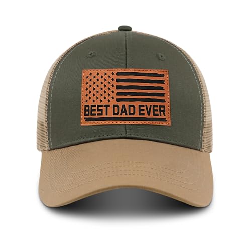 Image of Best Dad Ever American Flag Dad Hat - Adjustable Cotton Baseball Cap for Father's Day, Birthday Gifts from Daughter Son