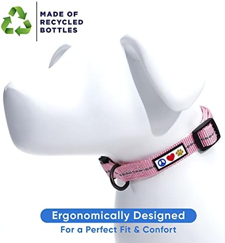 Pawtitas Dog Collars Medium Reflective Dog Collar Recycled Adjustable Puppy Collar Pink Dog Collar Matching Dog Leash and Dog Harness Available - 5