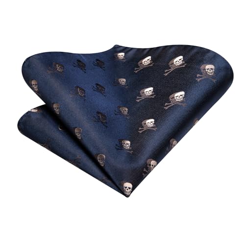 Image of Dubulle Mens Tie Set Solid Paisley Silk Striped Necktie for Men with Cufflinks Tie and Pocket Square,Dark Blue