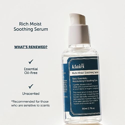 Klairs Rich Moist Soothing Serum 80 ml, Korean Skincare, Instant absorption, Non-greasy, hydration, cooling, basic care, unscented, Renewal - Image 4