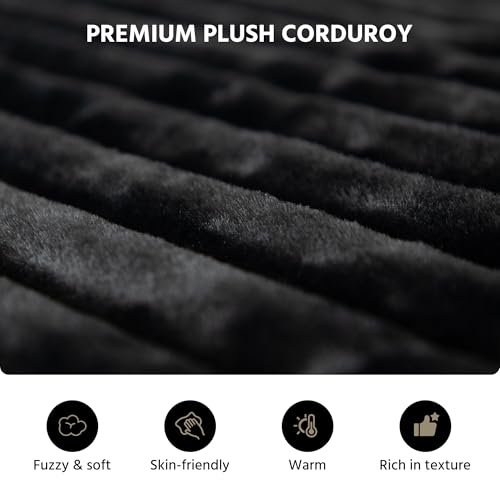 Image of LAUSAINT HOME 96 inch Modular Sectional Sofa Couches, L-Shaped Boneless Cloud Sofa with 3 Deep Seat, 5 Cushiones Oversized Chaise for Living Room, Bedroom, Plush Corduroy Fabric (Left, Black)