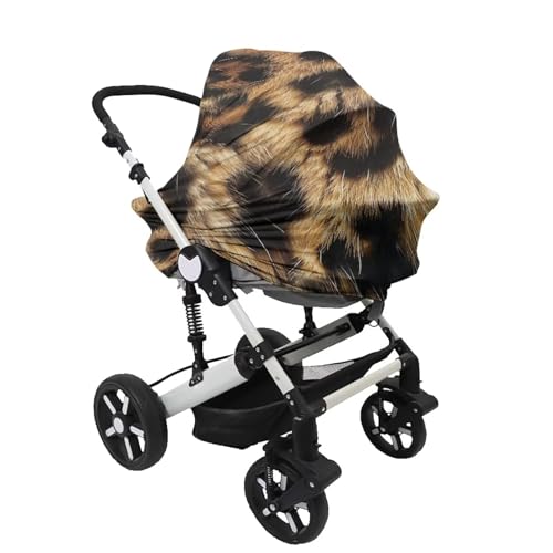 Image of Forchrinse Leopard Print Nursing Cover Breastfeeding Scarf Babies Soft Car Seat Cover for Boys and Girls Infant Carseat Canopy Multi-Use Git