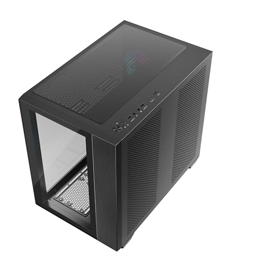 IONZ KZ-ZE/B PC Gaming Case, ATX Mid Tower, Dual Chamber Dynamic Extended Series,Tempered Glass, 4 x ARGB PWM Fans Included - Black - Image 8