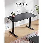 HUANUO 48" x 24" Electric Standing Desk Adjustable Height, 4 Memory Height Settings, Headphone Hook, Cable Manager, Sit Stand Up Desk for Home Office & Computer Workstation, Black - Image 3