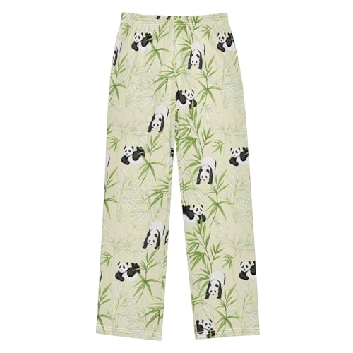 ZZXXB Panda Leaves Print Boys Long Pants Soft Trousers Elastic Waist Kids Lounge Bottoms with Pockets S-XL - Main Image