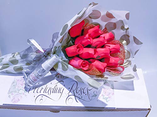 Dozen Red Fake Rose Scented Wooden Flowers Artificial Roses With Stems Flower Bouquet