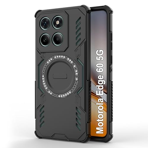 Image of Zapcase Back Case Cover for Motorola Edge 60 5G | Magnetic Case with Built-in Metal Ring | Supports MagSafe Charger, Wallet & Car Mount | Shockproof Hybrid PC + TPU | Black