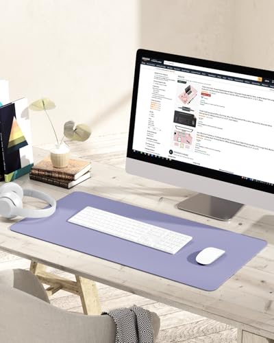 Image of YSAGi Non-Slip Desk Pad,Mouse Pad,Waterproof PVC Leather Desk Table Protector,Ultra Thin Large Desk Blotter, Easy Clean Laptop Desk Writing Mat for Office Work /Home /Decor(Lavender, 31.5 inch x 15.7 inch)