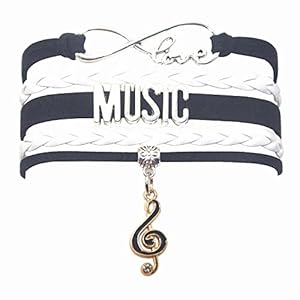 Music Bracelet Musical Jewelry – Infinity Love Music Gifts Music Bracelet Gifts For Women, Girls, Men, Boys, Music Lovers, Music Teacher, Music Themed Gifts