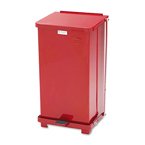 Image of Rubbermaid Commercial Products Defenders Biohazard Steel Trash Can, Step-On, 6.5 GAL, Red, Hospital /Doctor's Office /Healthcare Facilities
