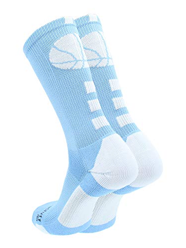 Madsportsstuff Basketball Logo Athletic Crew Socks, Small - Columbia Blue/White #TOP1