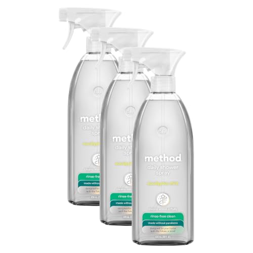 Method Daily Shower Spray Cleaner, Eucalyptus Mint, 28oz, 3 bottles