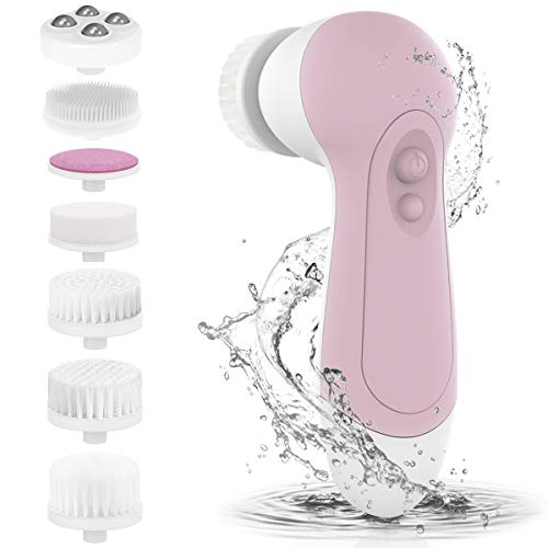 Facial Cleansing Brush, CLSEVXY Waterproof Face Spin Brush with 7 Exfoliating Brush Heads