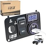 10L0L Golf Cart Key Switch Console Panel 9V-48V DC with Forward Reverse 3PIN Rocker Switches 4.8A Dual USB Quick Charger LED Digital Voltmeter for EZGO TXT PDS