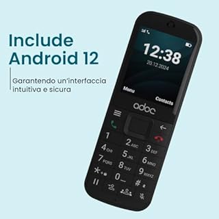 ADOC K6 Telefono cellulare 4G gratuito per anziani con tasti grandi e Android 12. Telefono senza fili con scheda SIM. con HD Voice, Volte, VoWiFi, Bluetooth, Wi-Fi. Apparecchi acustici compatibili