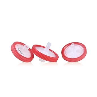 Chempure Syringe Filter with outer ring, PTFE (Polytetrafluoroethylene) Hydrophobic Membrane, 0.45?m Porosity, 25mm Diameter, PP Housing, Non-Sterile, Bulk Packed, 100ps/pack Code- CS6490 (PTFE Hydrophobic 25mm 0.45um Non-Sterile)