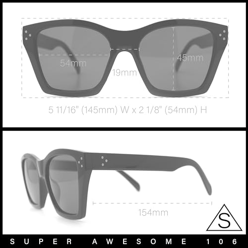 Sa106 A857-BK-SBK-SS7896 Womens Oversize Horn Rim Cat Eye Sunglasses All Black thumb #2